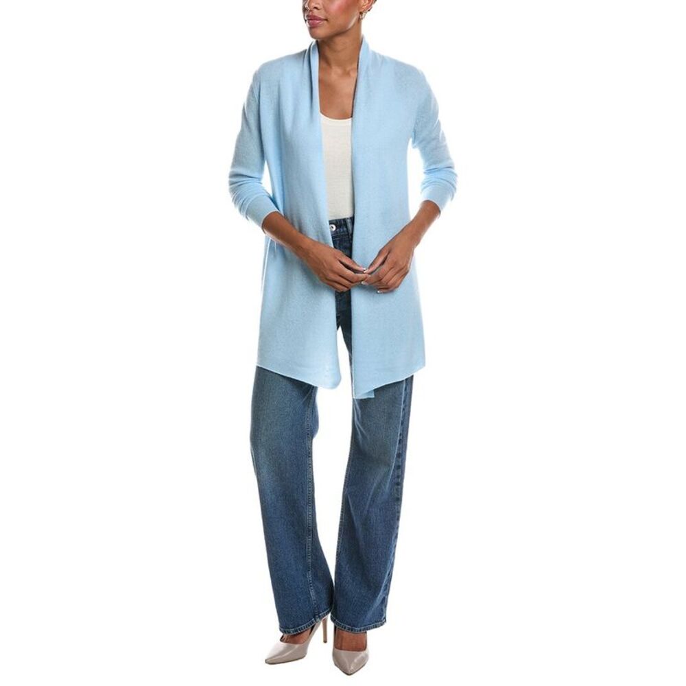 Incashmere Womens Open Front 100% Cashmere Cardigan, Blue